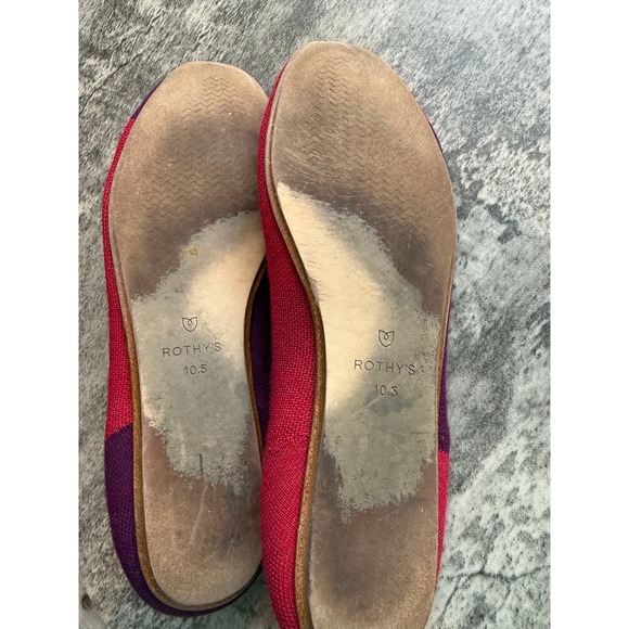 Rothy's Marta Ferri Merino wool Cherry Violet Block Slip-On Round Flats size 10 - Picture 4 of 4
